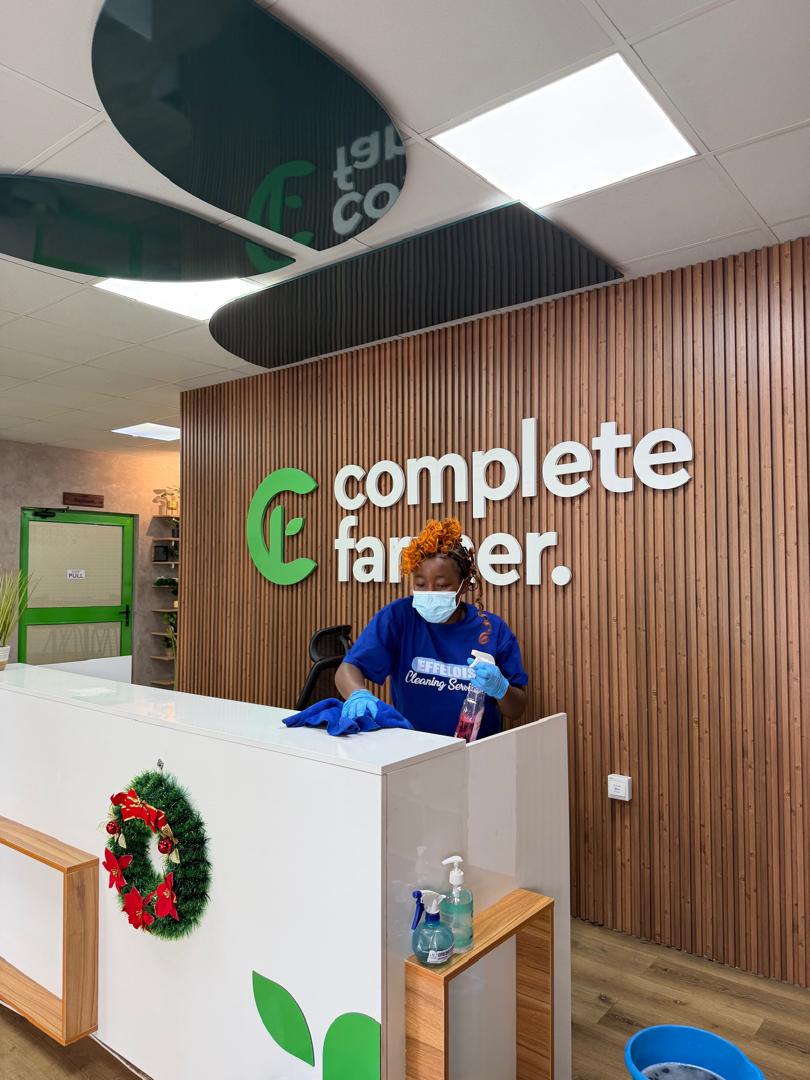 Disinfecting a reception counter